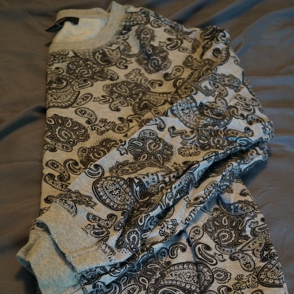Grey & Black Paisley Crew Neck